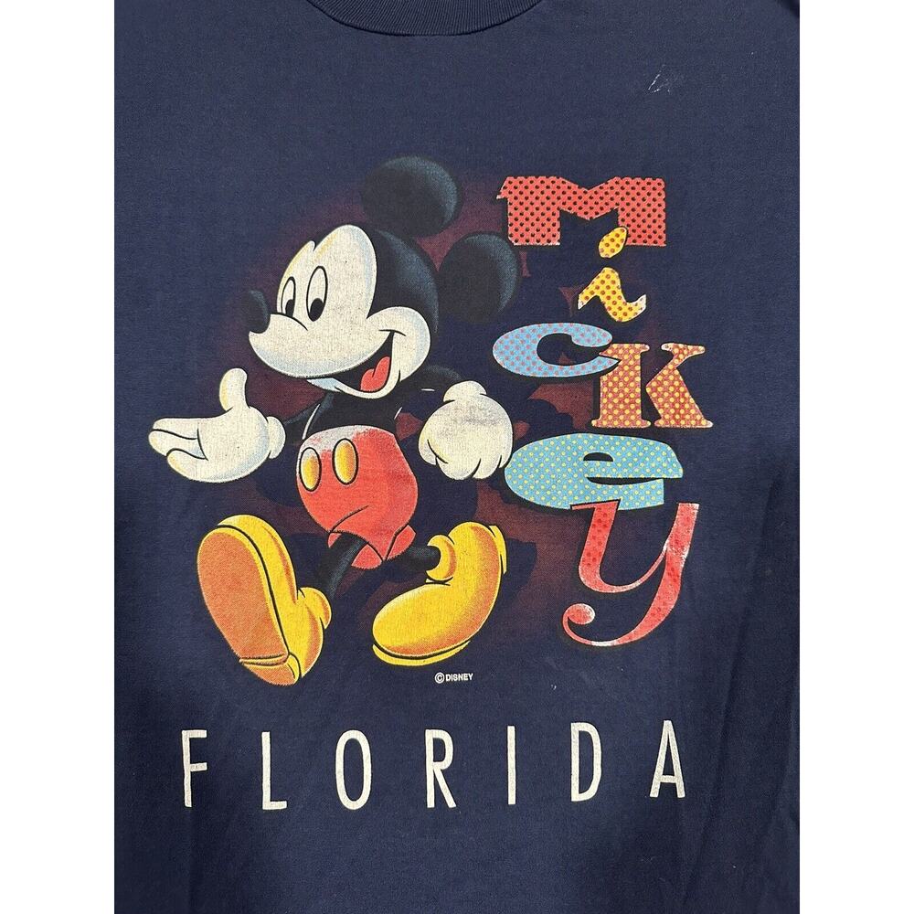 Vintage Walt Disney Mickey Mouse Florida Velva Sheen T-Shirt Size XL USA Blue - Picture 2 of 9